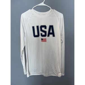 STATE OF MIND USA Long Sleeve Graphic Tee Shirt White Polyester Medium‎